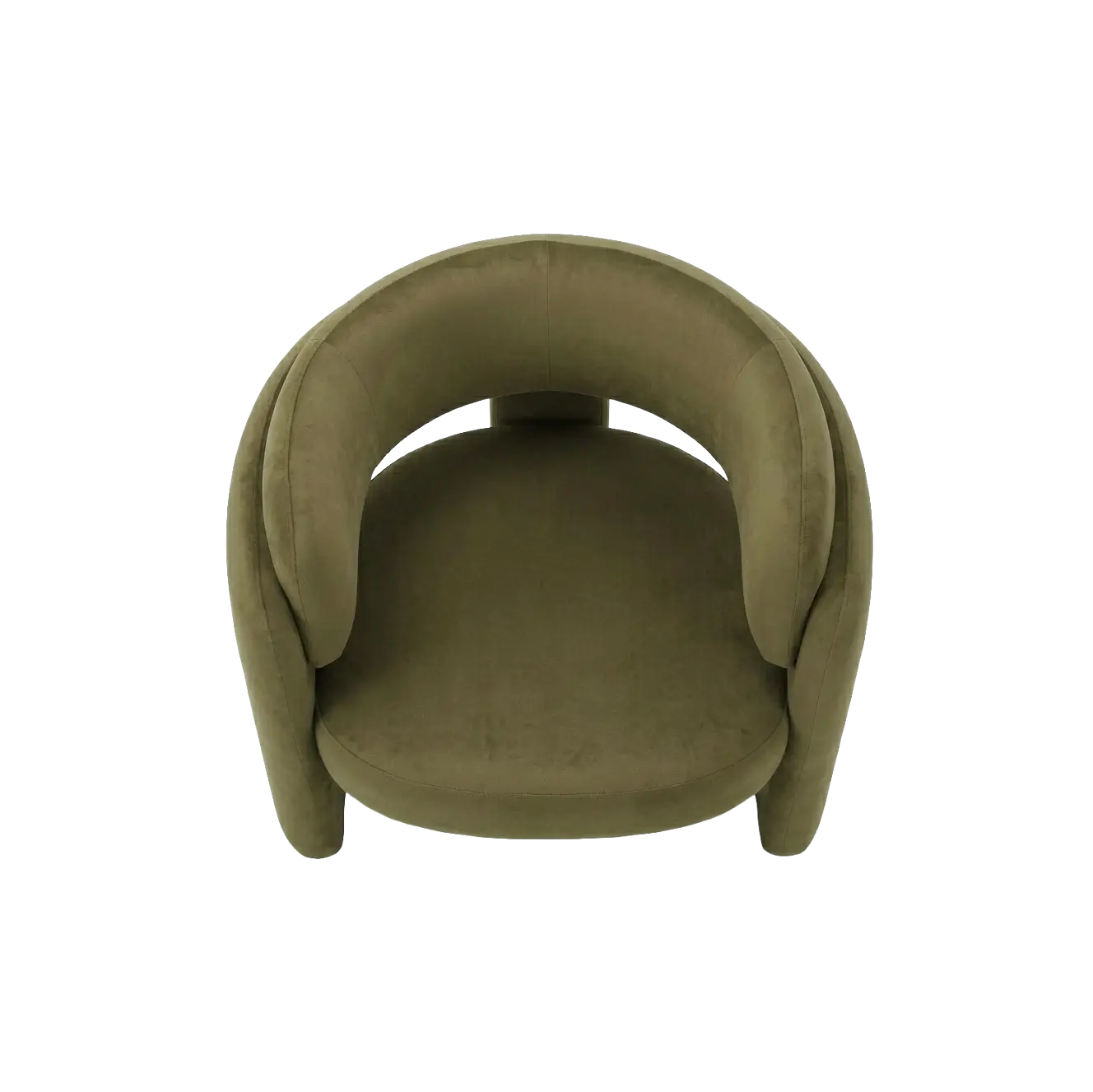 Curved Velvet Barrel Accent Chair with Open Back and Sculptural Legs