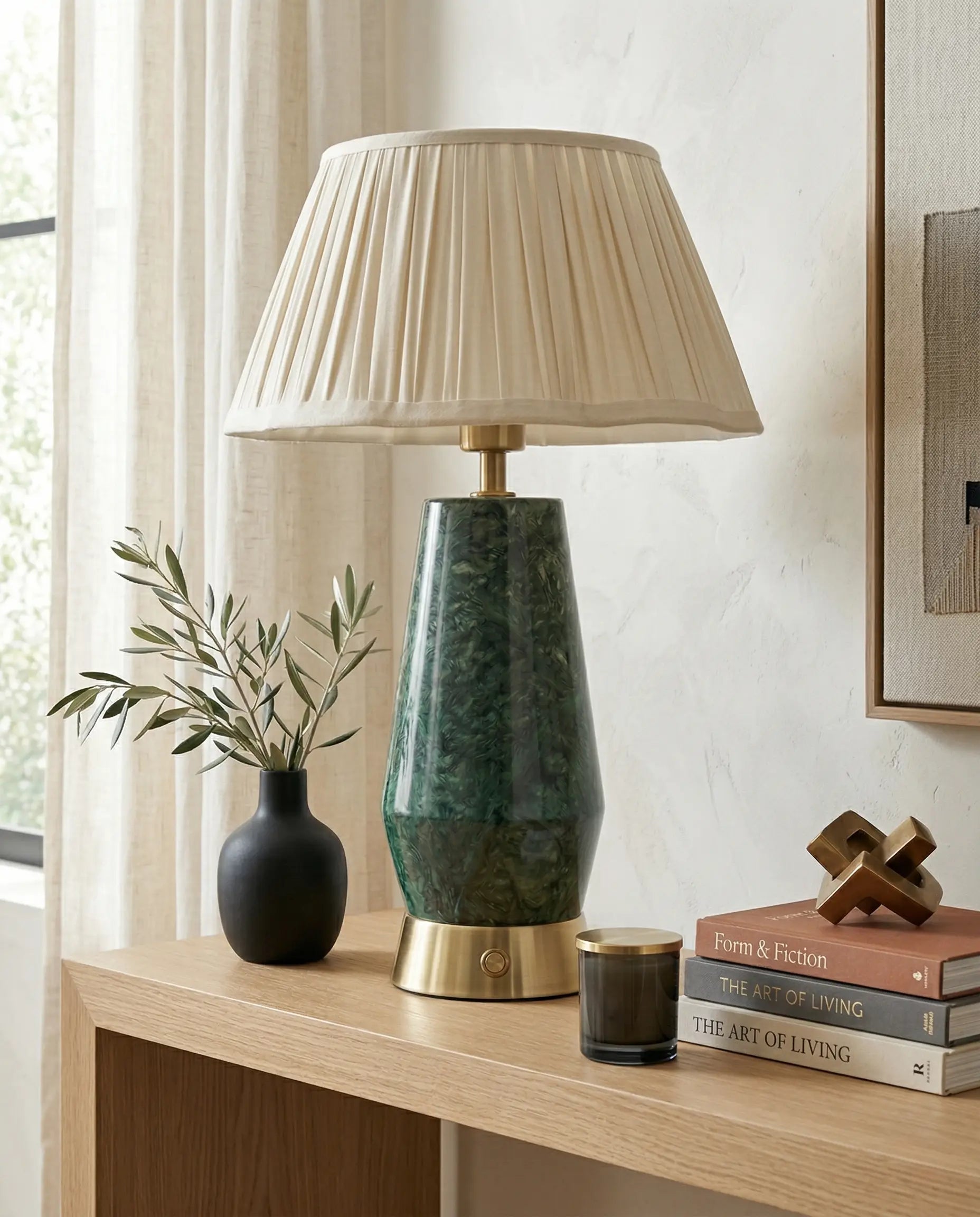 Green Marble Mid Century Table Lamp