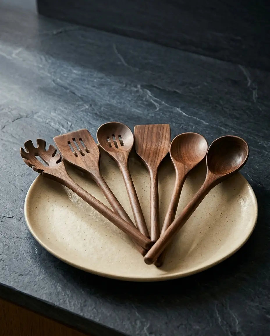Black Walnut Wood Cooking Utensil Set