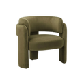Curved Velvet Barrel Accent Chair with Open Back and Sculptural Legs