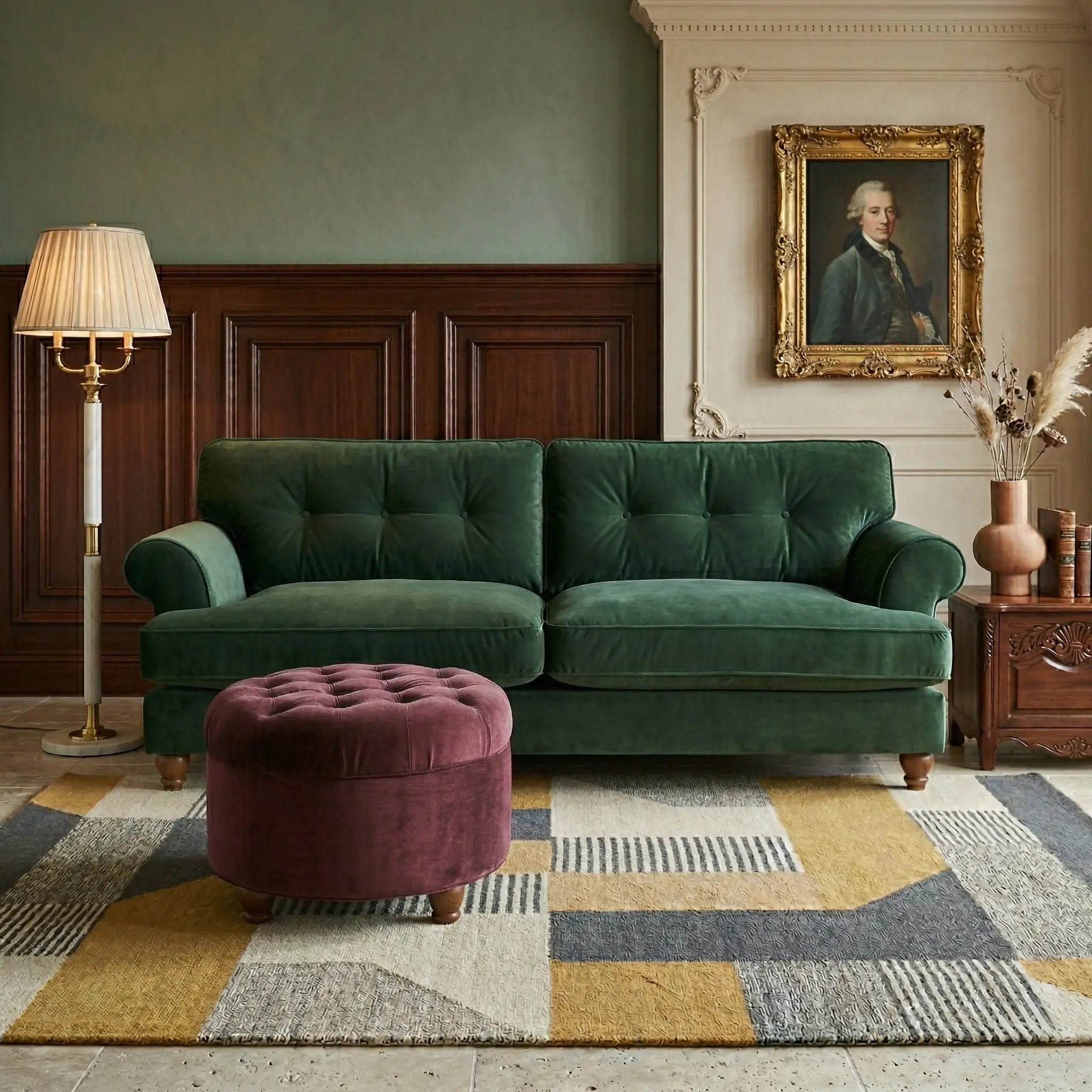 Round Velvet Storage Ottoman