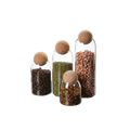 Glass Storage Jars with Round Cork Ball Lids — Set of 4