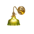 Vintage Brass Wall Sconce with Ribbed Green Glass Shade
