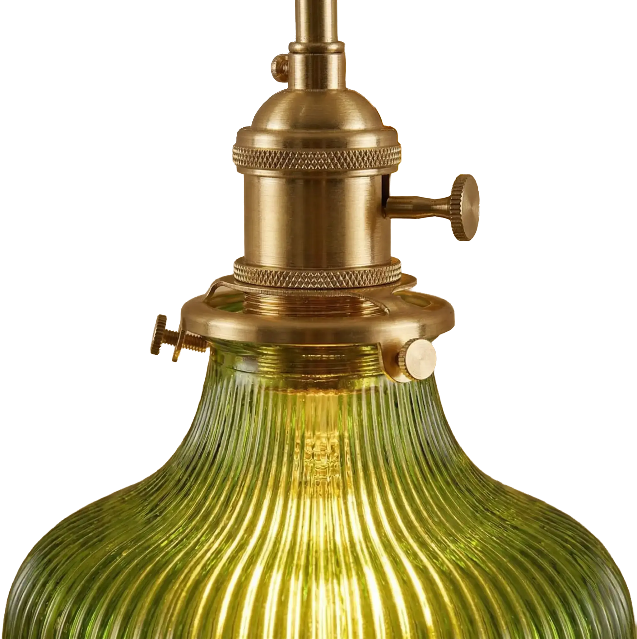 Vintage Brass Wall Sconce with Ribbed Green Glass Shade