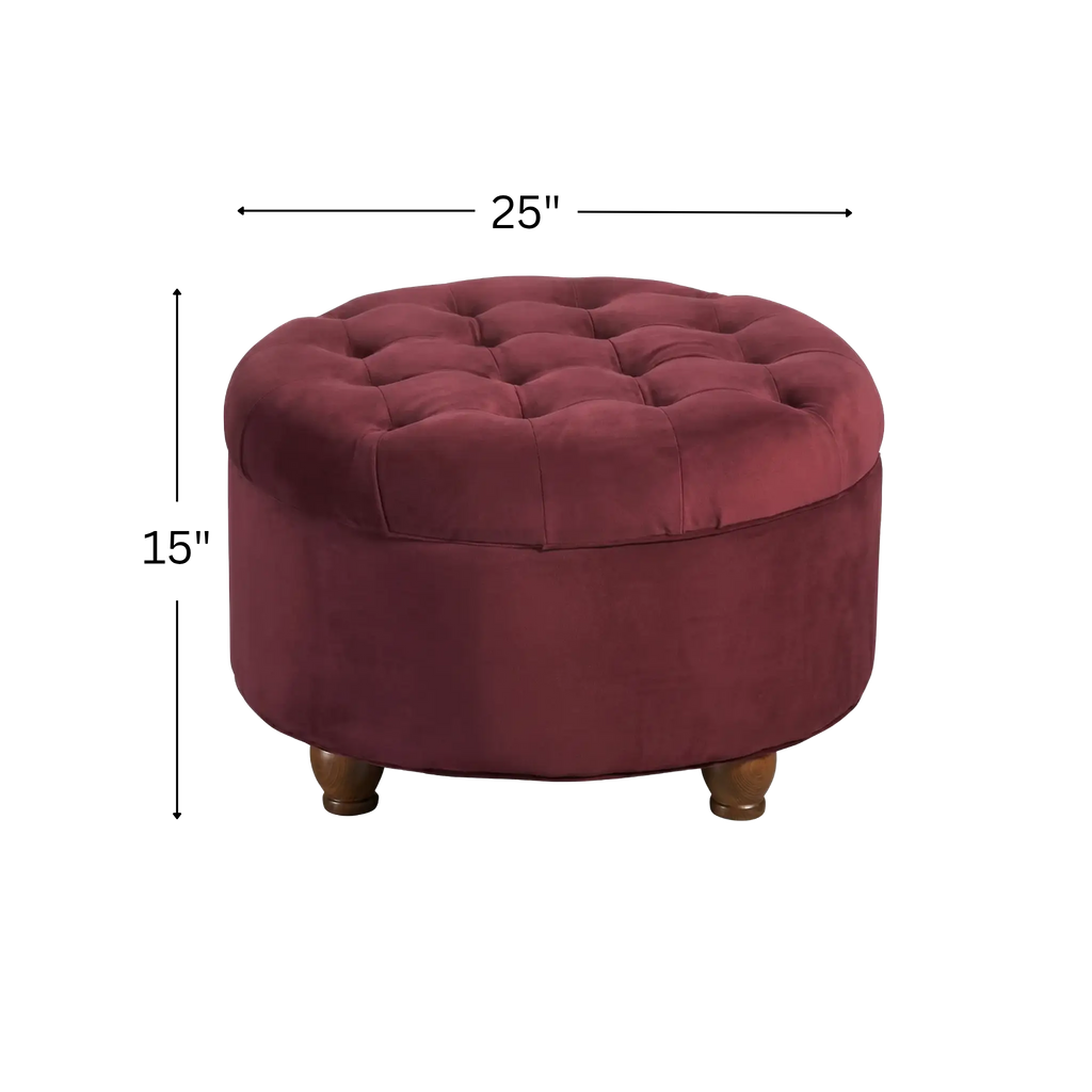 Round Velvet Storage Ottoman